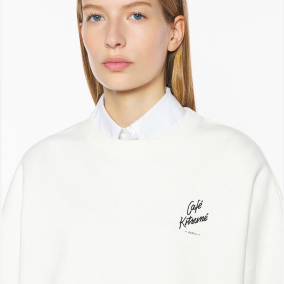 🐚 Maison Kitsuné “Café Kitsuné Relax Sweatshirt” – Tapioca, Unisex Large (NWT) - Picture 3 of 14